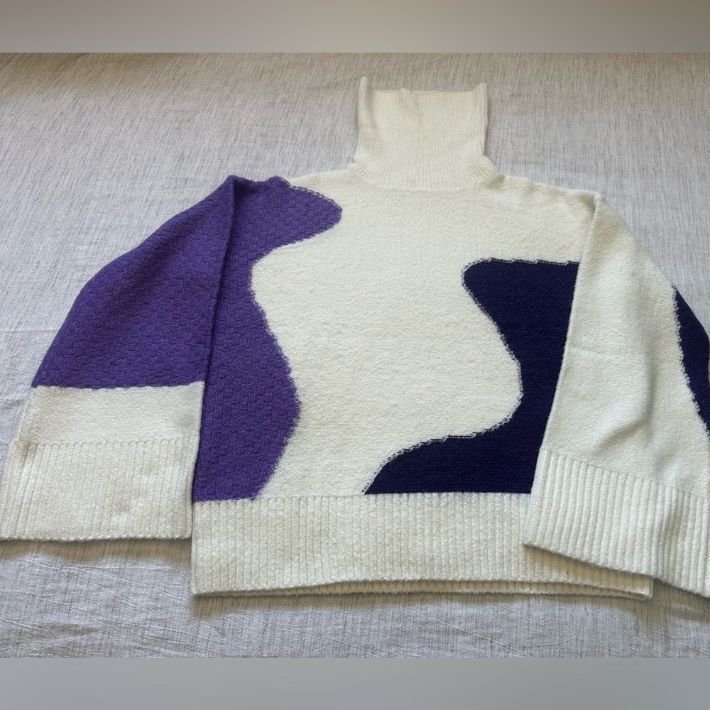 Marina V. Paris Colorblock  Turtleneck Sweater Size Small